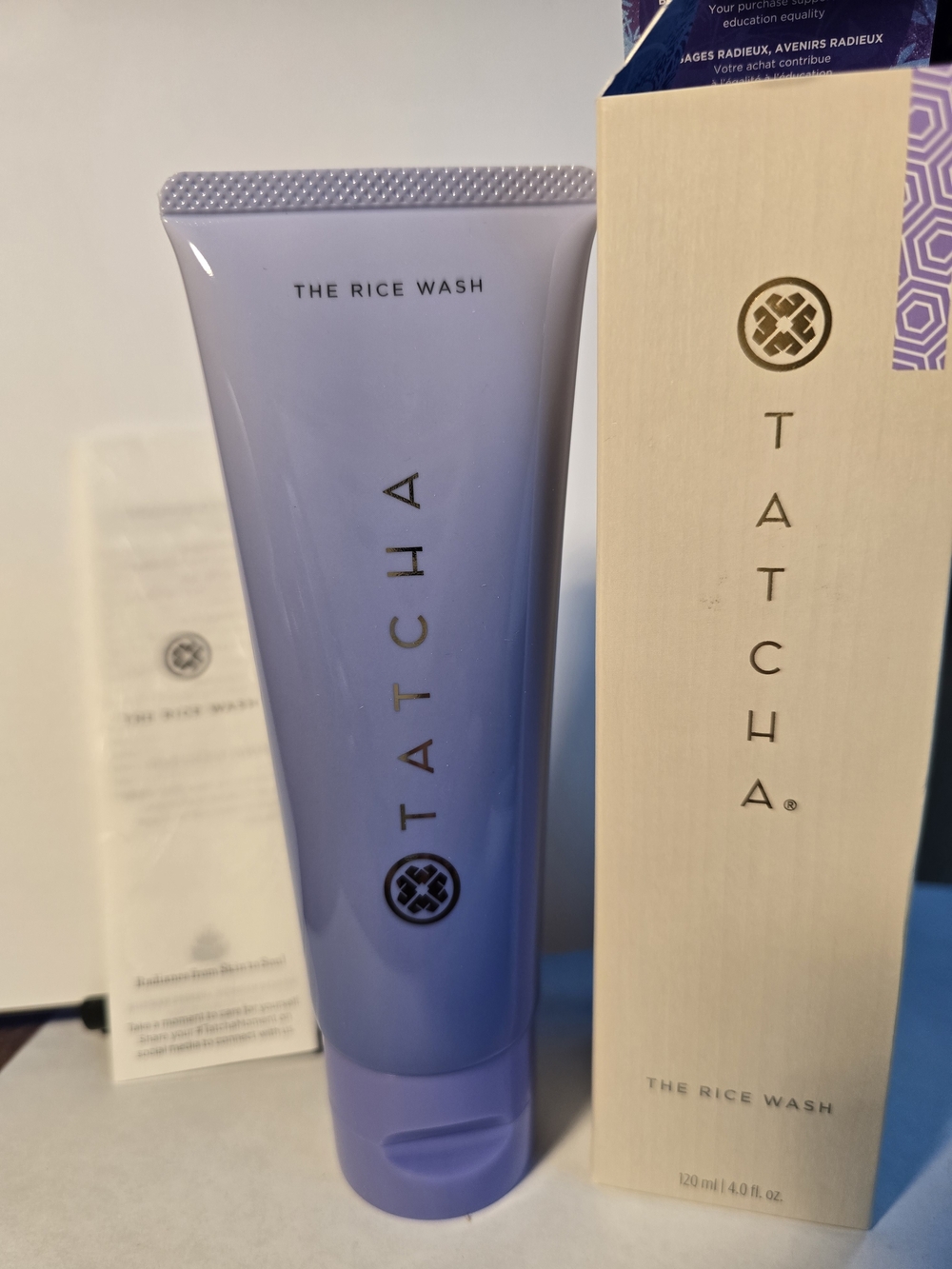 TATCHA THE RICE WASH in Cream with Purple Accent NEW IN BOX 4.0 FL.OZ.